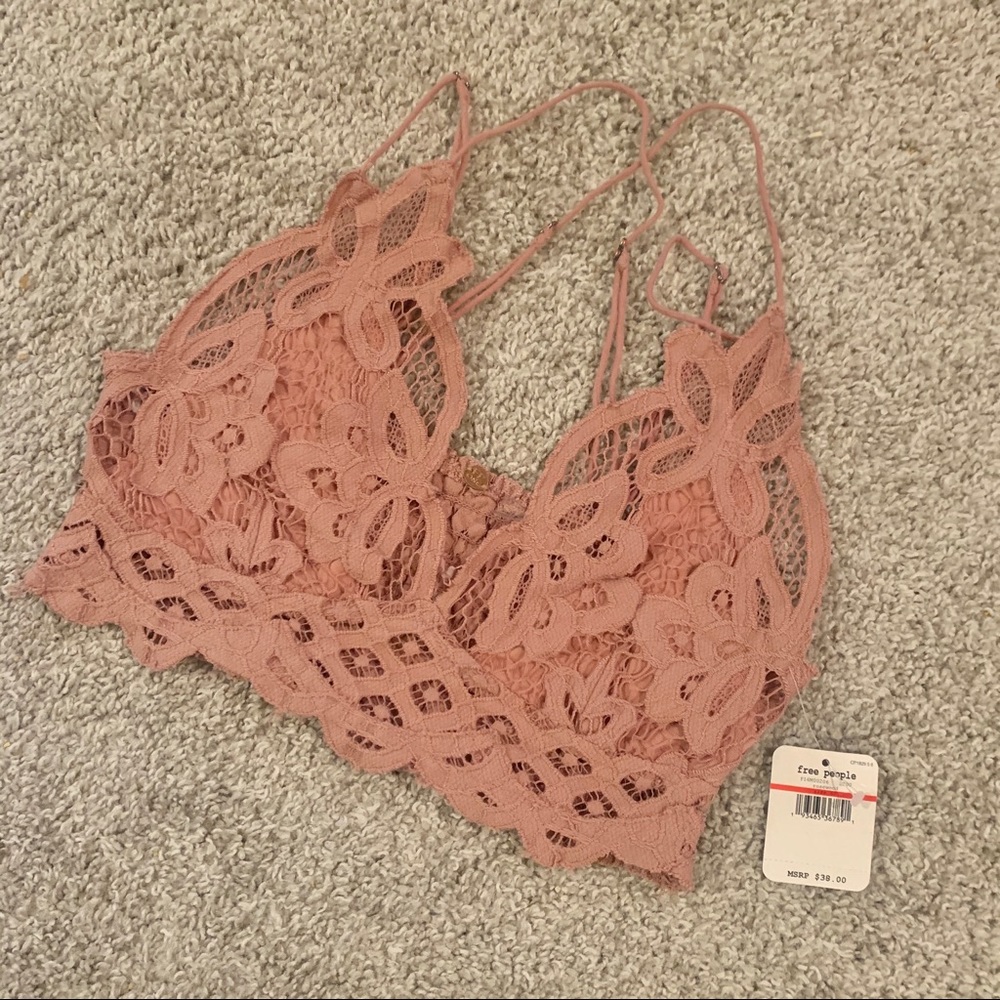 Free People Adella lace bralette - XS rosewood